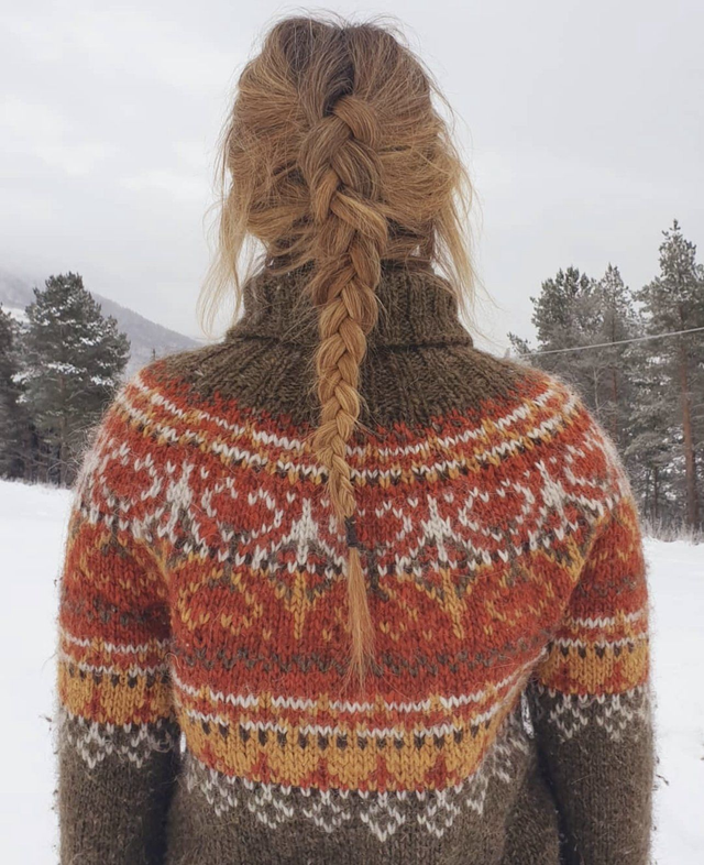Alasuq Polar Sweater Kit - Col 17 (Highland Green & Burnt Orange) - Wool & Pattern - Linka Neumann