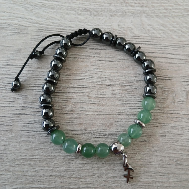 Sterrenbeeld armband Boogschutter – Aventurijn en Hematiet – verstelbaar (7.017)