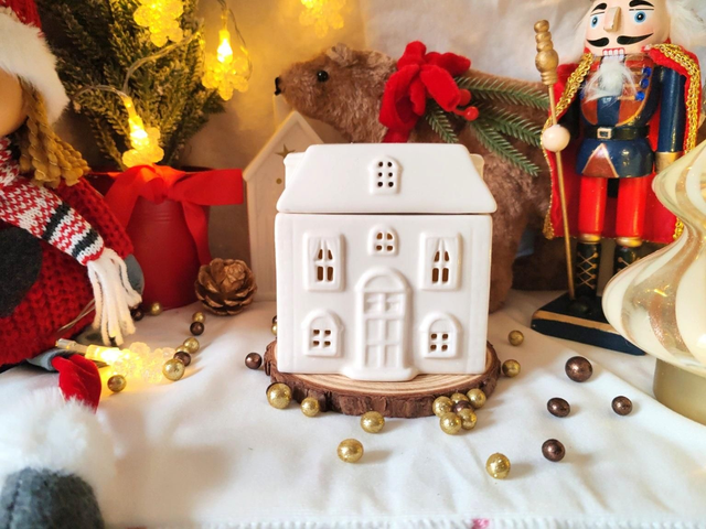 Brûle-parfum Maison de Noël – Blanc