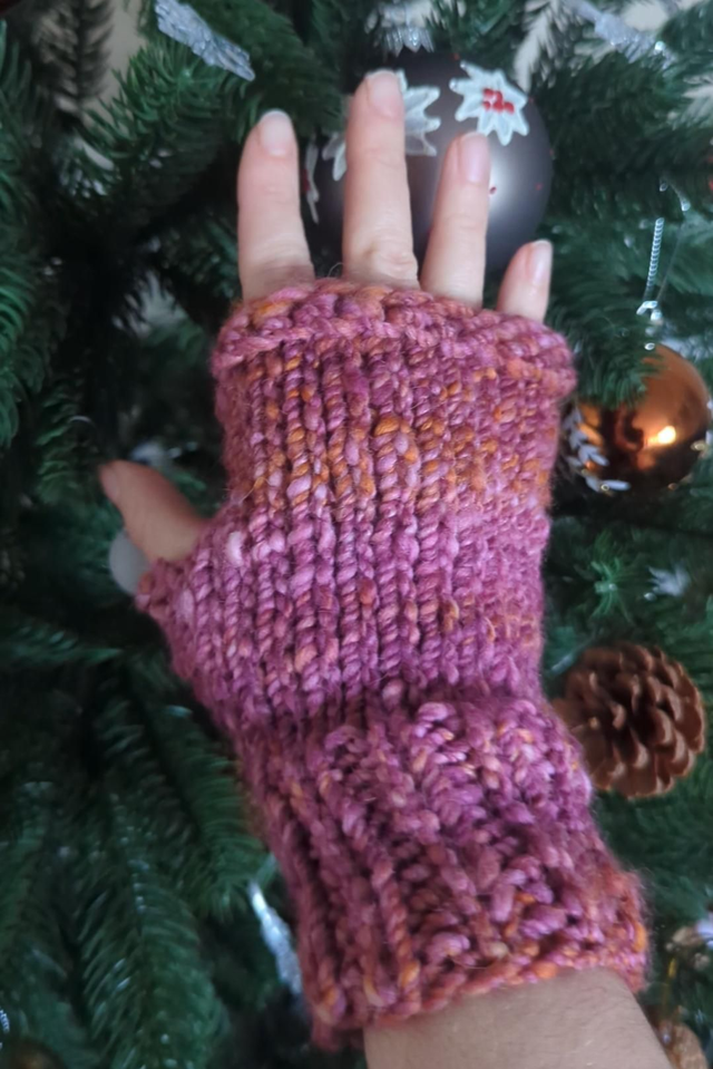Mitaines 🇫🇷 teinture et filée main, rose violet orange