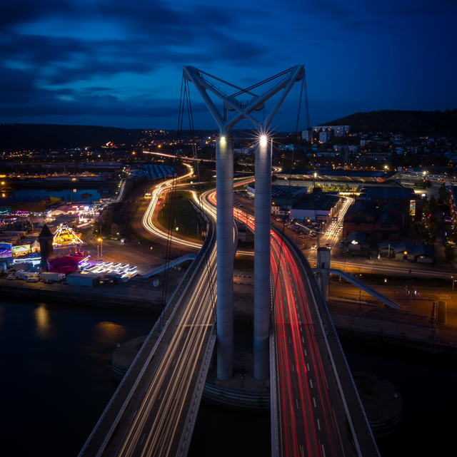 Pont Flaubert de nuit - Rouen 
