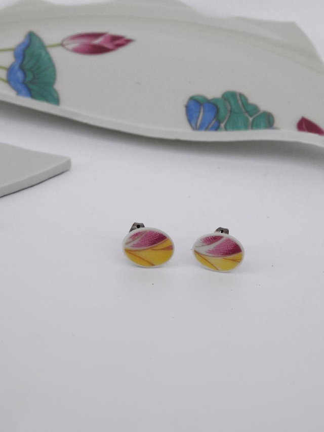 Boucles d'oreilles - porcelaine Charles Field Haviland - modèle Lotus no.2