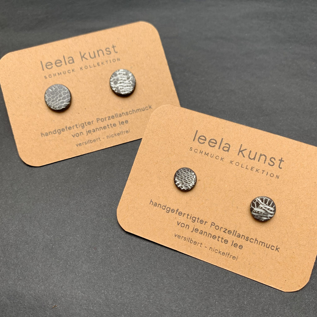 Snake skin Minimalist Porcelain Earrings | 925 Sterling Silver | Ceramic Ear Studs | S-M-L, handmade jewelry