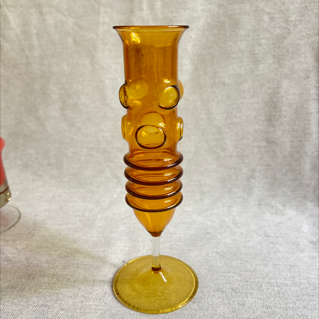 Filigrane bernsteinfarbene Glas Vase handmade Unikat