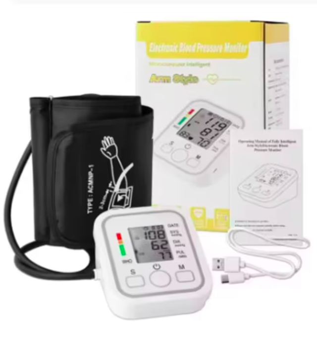 Elektronische bloeddrukmeter met tasje en USB aansluiting