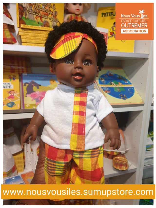 CD - GARY MADRAS TRADITIONNEL &amp; CASQUETTE (POUPON NOIR - CHEVEUX CREPUS 30 cm)