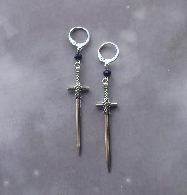 Patterned Sword Hoop Earrings 