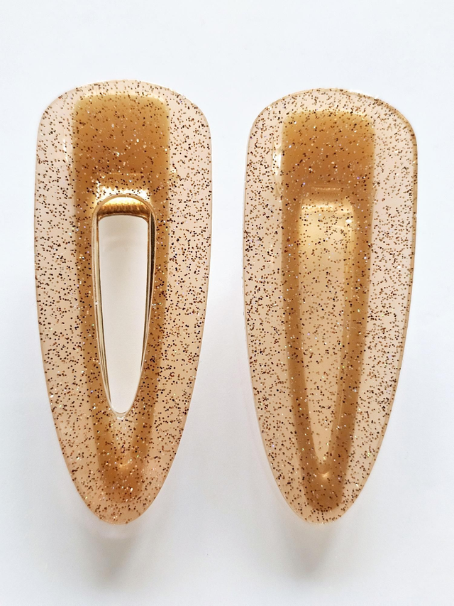 DUO BARRETTES OR ORANGE A PAILLETTES