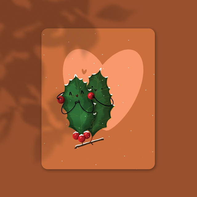 Noël - Houx - 10,7x 13,9 cm