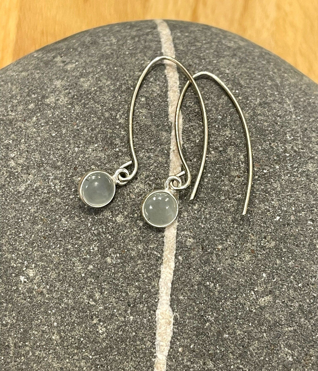 Raw tiny birthstone & sterling silver drop earrings