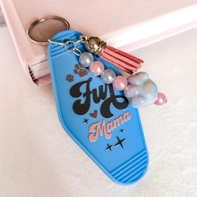 'Fur Mama' Keyring - Blue