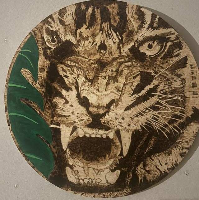 Pyrogravure tigre 