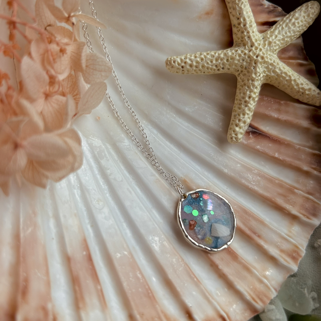 Circular Necklace with Silver Plated Bezel