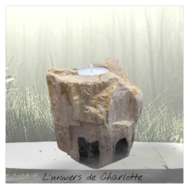 Bougeoir "Bois pétrifié" 9 cm