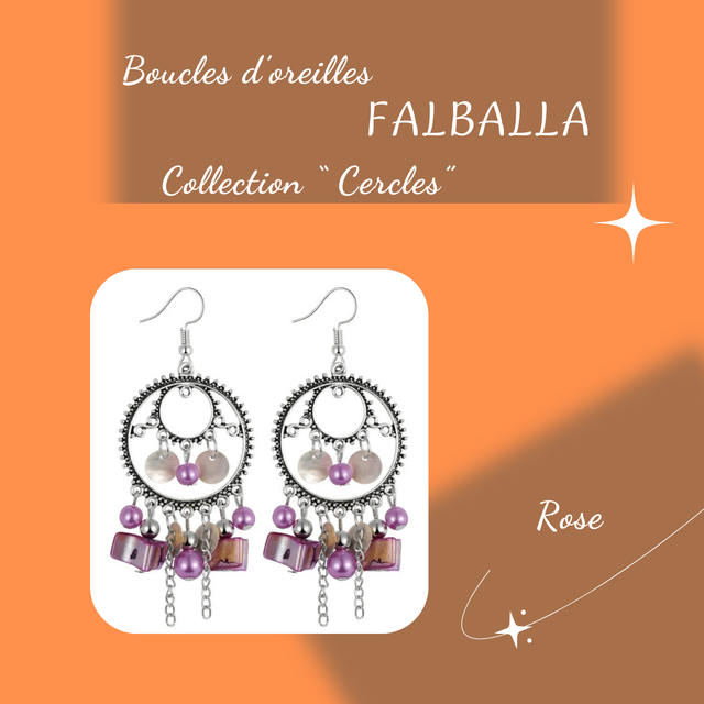 Boucles d&#039;oreilles FALBALLA - Collection Cercles - Rose