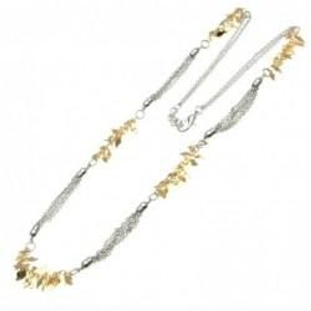 Collana donna in bronzo bianco con elementi in bronzo giallo