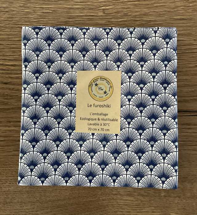 Furoshiki 70cmx70cm modèle pampa bleu