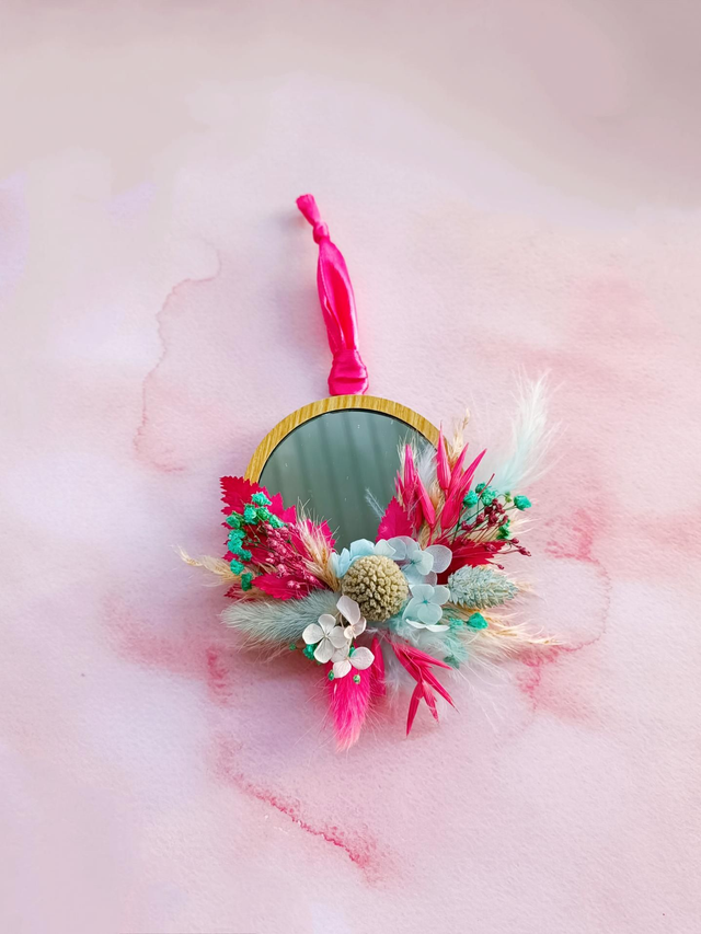 Petit Miroir Turquoise &amp; Fuchsia 