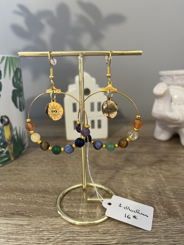 Boucles d’oreilles pierres 7 chakras