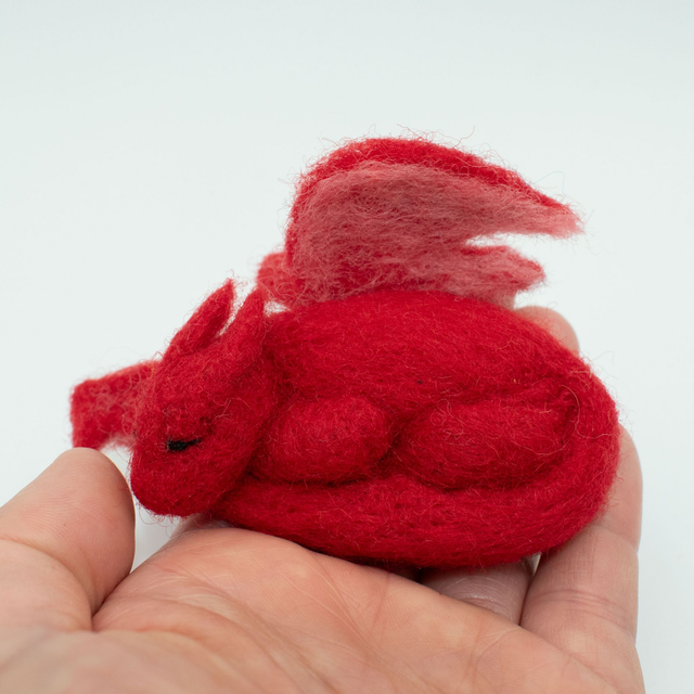 red sleeping dragon - needle felted sculpture