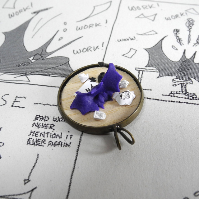 Bat drawing comics – weird collaborative Miniature Sculpture with Paul Winck
