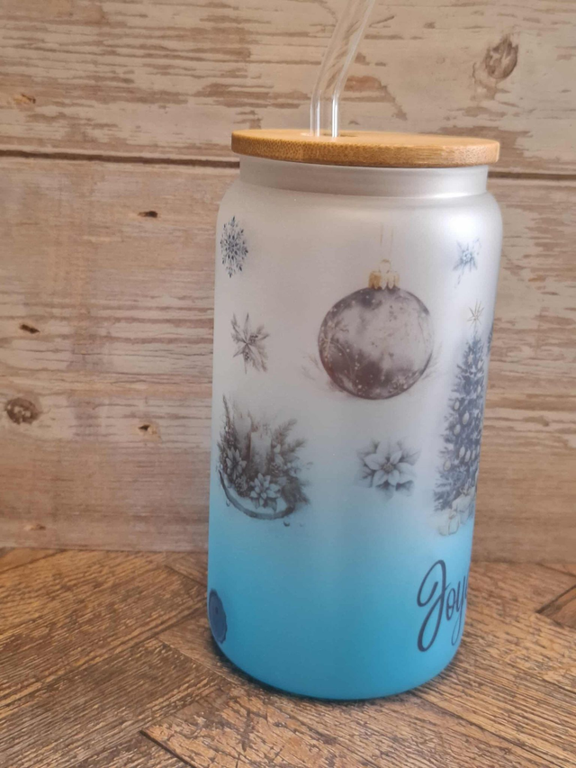 Verre givré noël en bleu