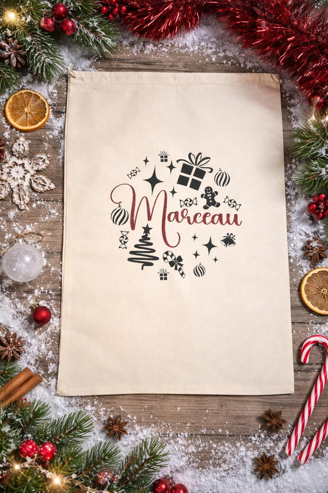 Hotte de Noël personnalisée – Livraison spéciale pour [prénom] – Sac cadeau personnalisé