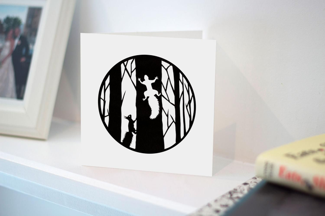 Squirrels chasing in Tree Card