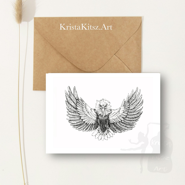 Gevouwen Ansichtkaart Adelaar 1  inclusief enveloppe  