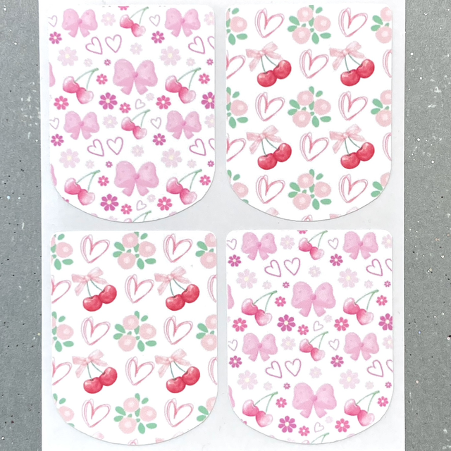 Cherries &amp; Bow Stickers (set of 4)