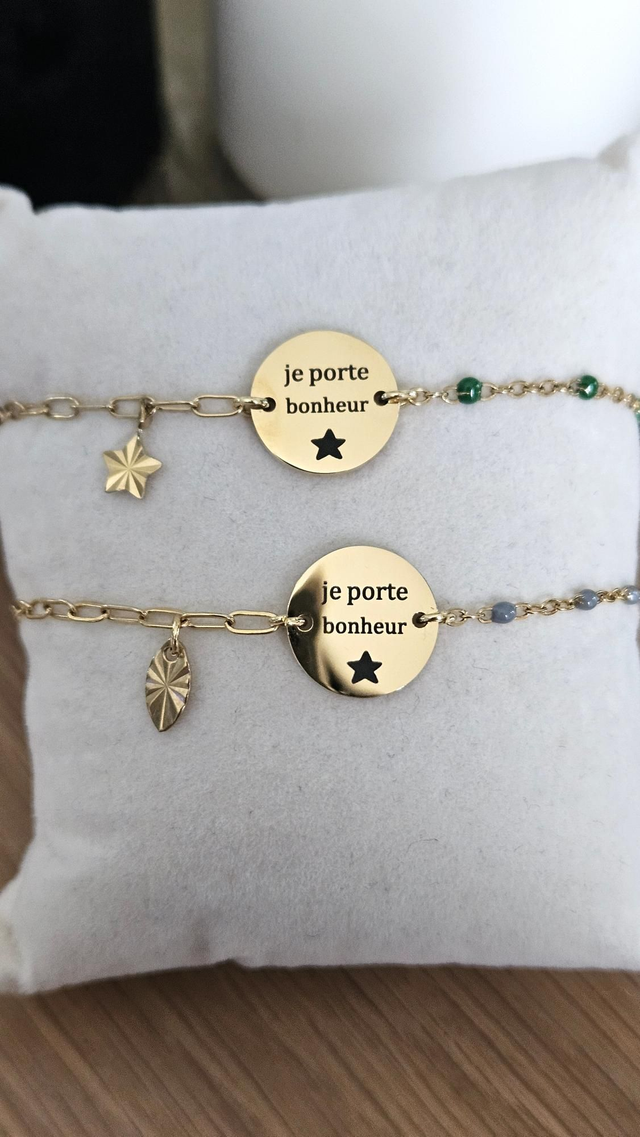 Bracelet chaîne &quot;je porte bonheur &quot;