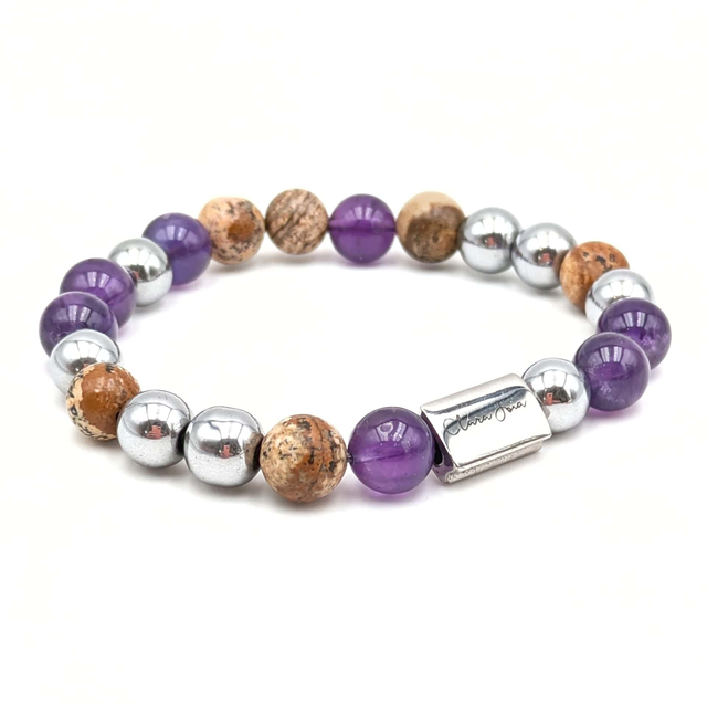 Bracelet Clara Joia Améthyste Bois d'Encens Acier Argenté