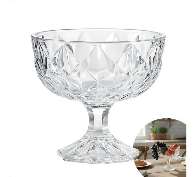 Centro De Mesa Fruteira Vidro Diamond 600 Ml