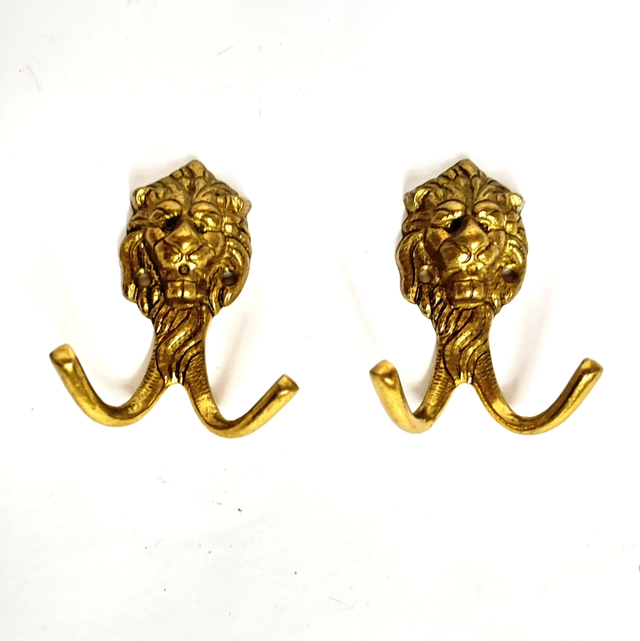 Wandkaken Löwenköpfe Messing Paar
