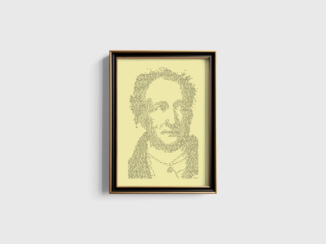 A3 Schreibmaschinen-Textbild Goethe in Schwarz auf Elfenbein