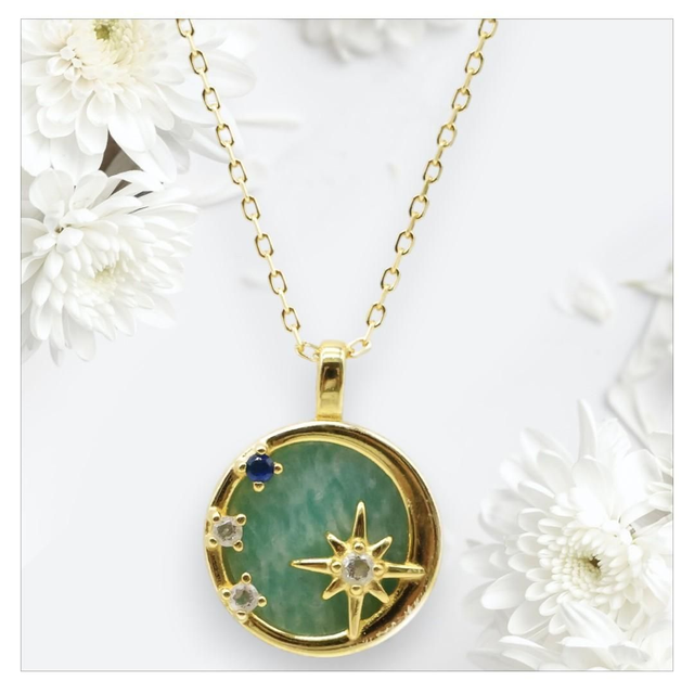 "Amazonite" - Collier argent 925 étoiles 