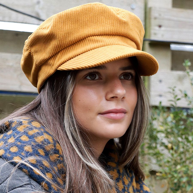 Mustard Corduroy Baker Boy Hat