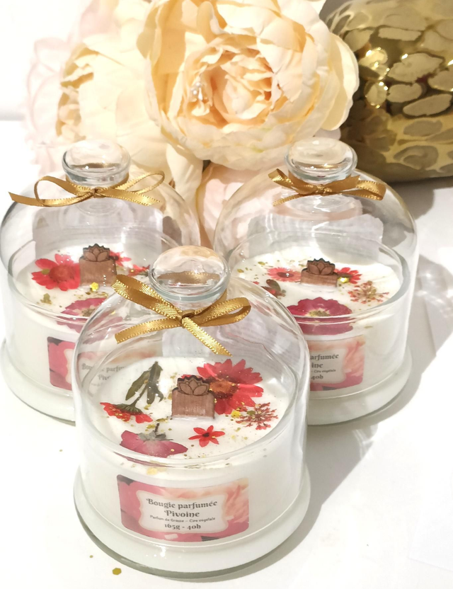 Bougie cloche pivoine