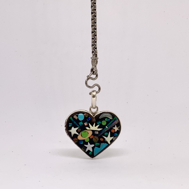 Pendentif Galaxy CHAKRA DU COEUR VENDREDI argent massif et pierres naturelles