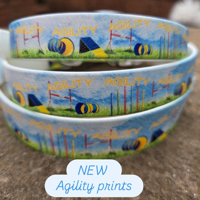 Agility equipment print Biothane collars