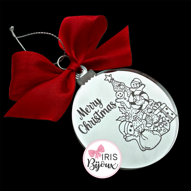Decorazione natalizia Merry Christmas con albero e soggetti Kawaii