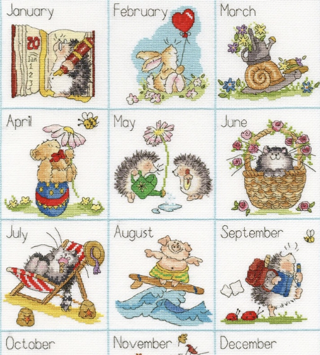 Calendar Creatures Cross stitch by Bothy Threads 