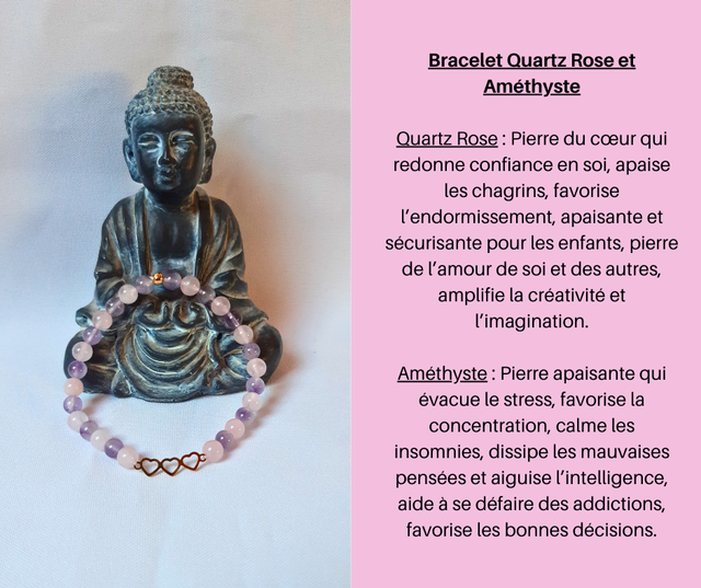 61- Bracelet Quartz Rose et Améthyste