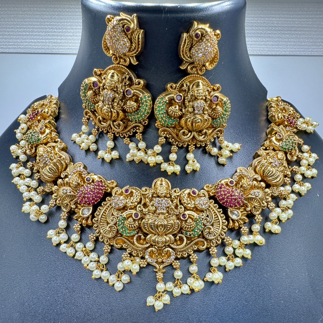 Nakshi temple necklace with ear rings
