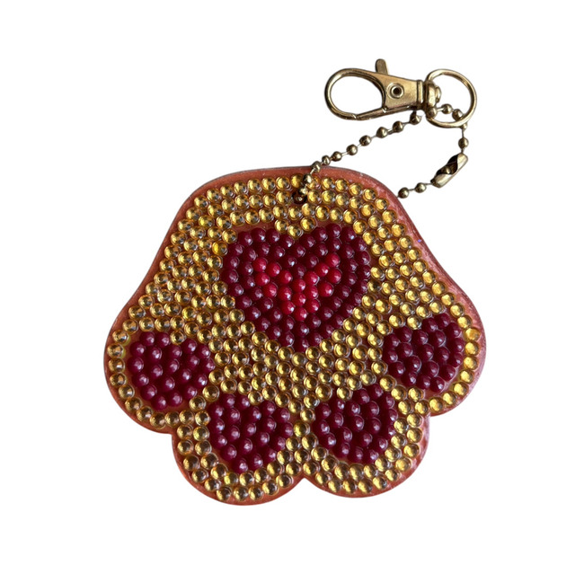 Orange Paw Print Keyring