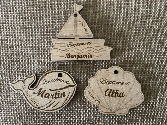 Etiquettes bois thème mer, marin, océan 