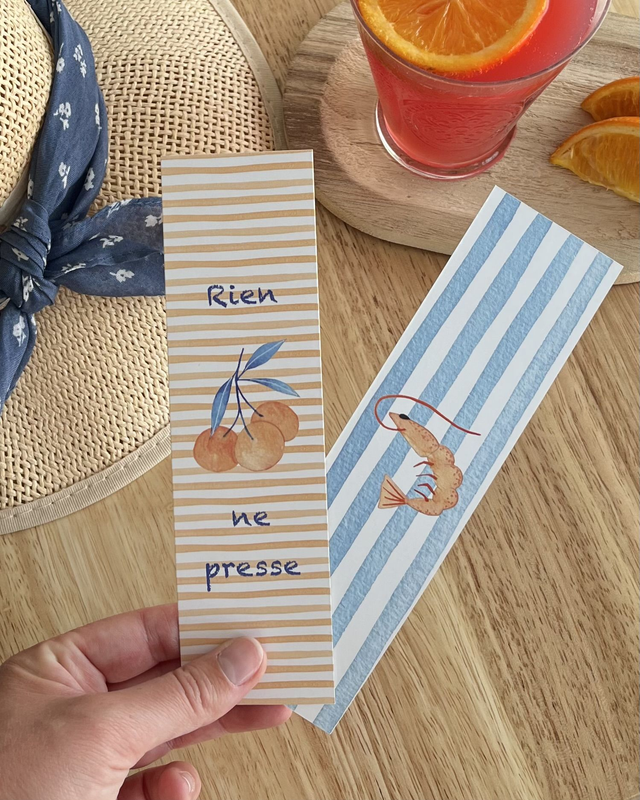 Lot de 2 marque-pages illustrés – Aquarelles estivales