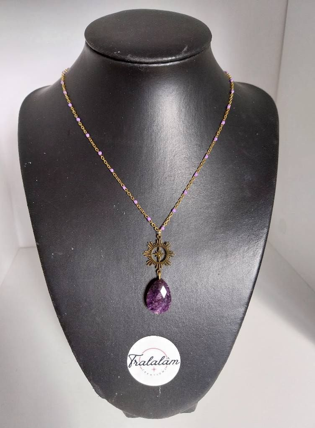 ✨Collier &quot;étoile polaire pierre violette améthyste&quot;✨