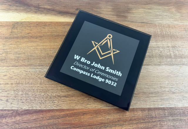Custom Masonic Glass Coaster - Black Frame