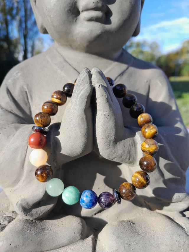 Bracelet "Équilibre des 7 Chakras" en Œil-de-Tigre